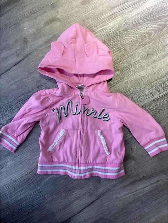 Disney Other - Disney Minnie Mouse pink zip up hoodie with ears and sparkle design size 6 month